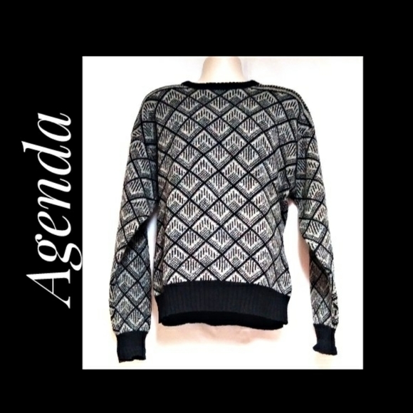 Agenda Men's Sweater Black Gray Multi Size XL